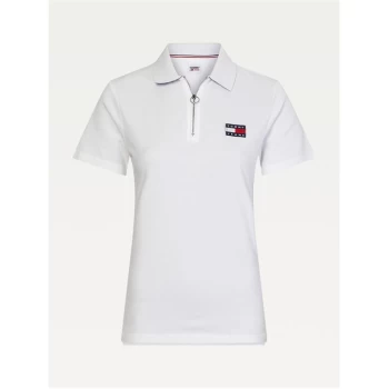 Image of Tommy Jeans Tommy Badge Polo Shirt - White YBR