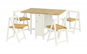 Image of Julian Bowen Savoy Dining Table & 4 Chairs - White & Natural