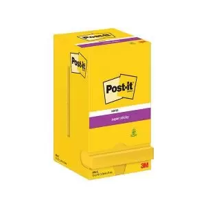 Image of Post-it Super Sticky Notes 76x76mm 90 Sheets Ultra Yellow Pack of 12