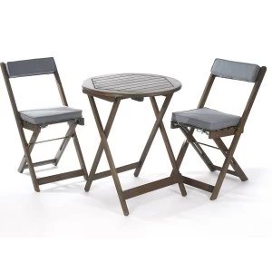 Image of Greenhurst Raffles Bistro Set with Cushions - Grey