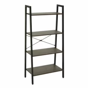 Image of Interiors by PH 4 Tier Ladder Shelving Unit with Metal Frame, black
