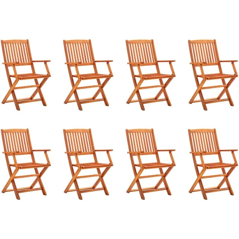 Image of VIDAXL Folding Garden Chairs 8 pcs Solid Eucalyptus Wood Vidaxl 8720286703205