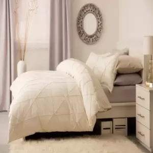 Image of Belledorm Winsford Duvet Cover Set (Single) (Ivory) - Ivory