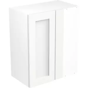 Image of Kitchen Kit Flatpack Shaker Kitchen Cabinet Wall Blind Corner Unit Ultra Matt 600mm in White MFC