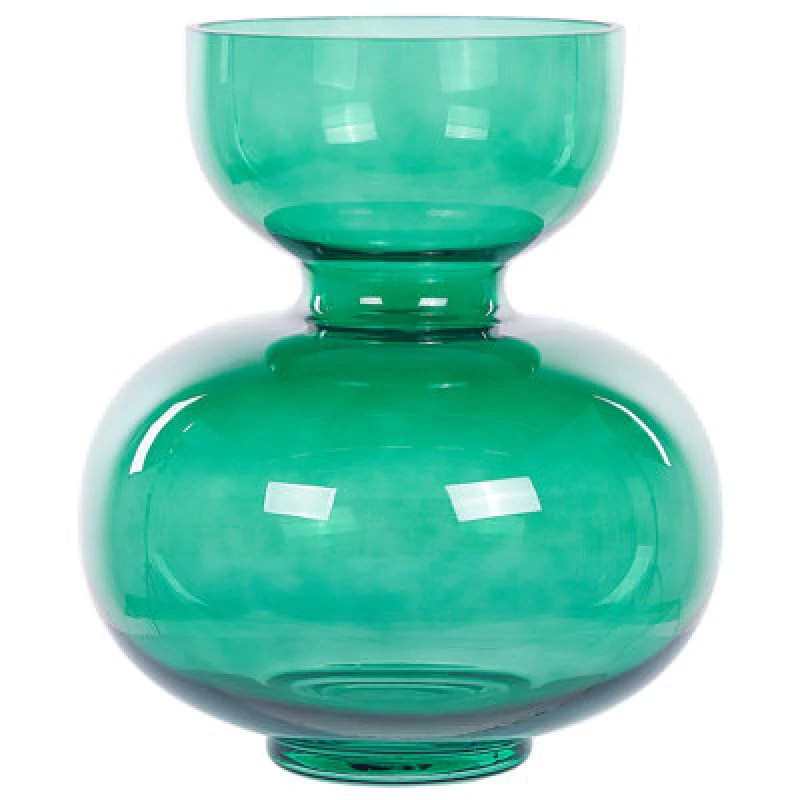 Image of Beliani Flower Vase Palaia Glass 27cm Green