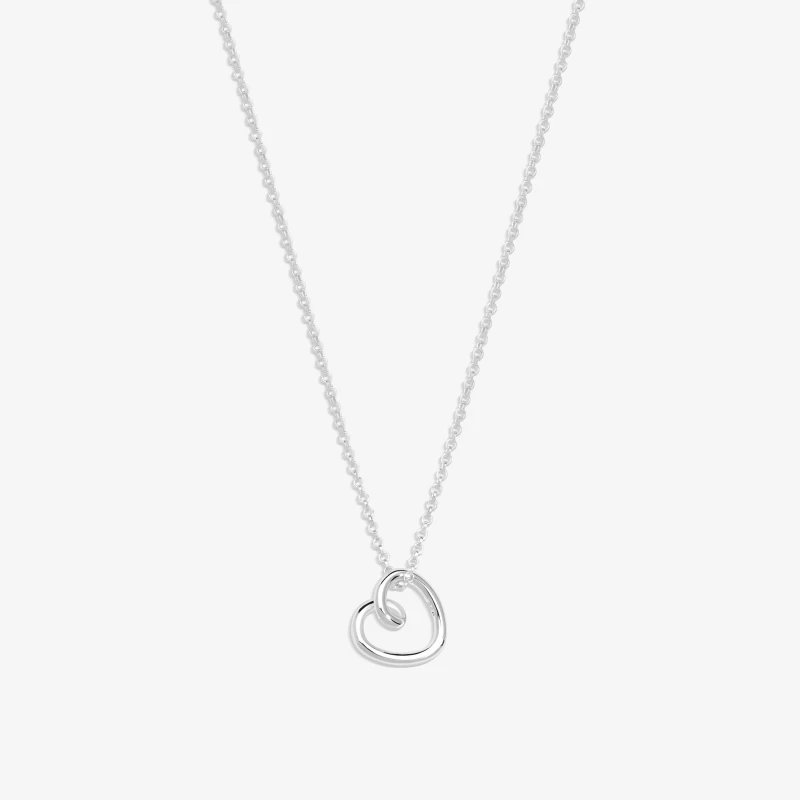 Image of Simply Silver Sterling Silver 925 Swirl Open Heart Necklace Hoop Earrings One Size Silver 70546611000