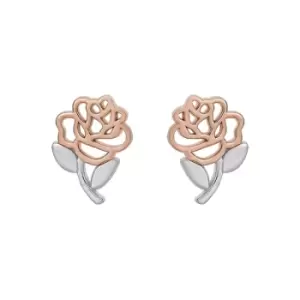 Image of Disney Princess Sterling Silver and Rose Gold Cut Through Rose Stud Earrings E901865TL.PH