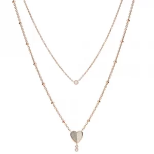 Image of Fossil Folded Hearts Ladies Double Chain Necklace JF03648791