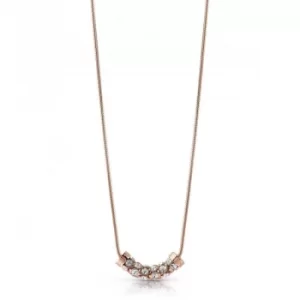 Image of GUESS 16-18" rose gold plated necklace with horizontal coiled Swarovski crystal charm.