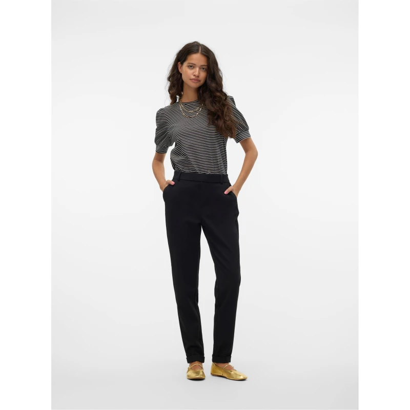 Image of Vero Moda Plain Black Trousers with Front Pockets Black female