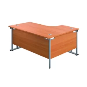 Image of Jemini Radial Left Hand Cantilever Desk 1600x1200x730mm Beech/Silver KF807520