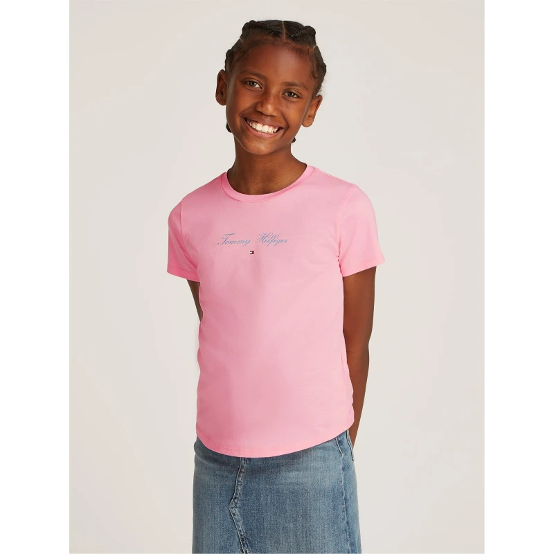 Image of Tommy Hilfiger TOMMY SCRIPT SLIM TEE SS - Pink Pink 6 - 7 Years