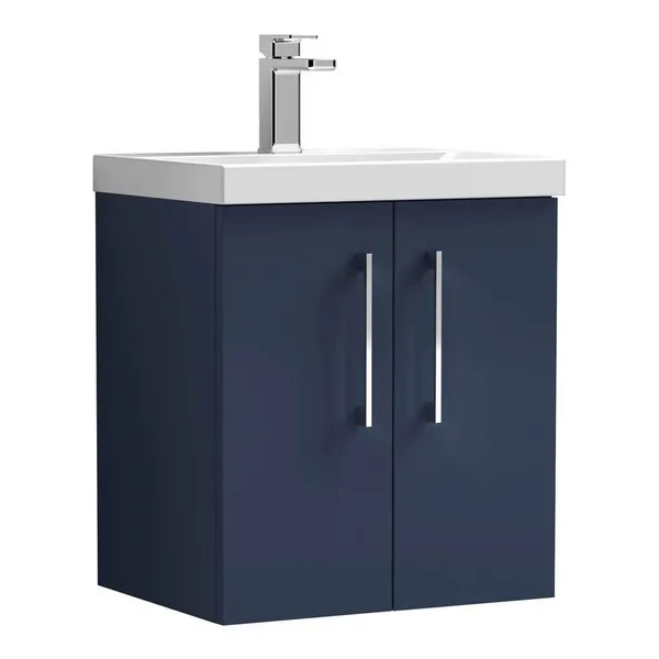 Image of NUIE Nuie Arno Wall Hung 2-Door Vanity Unit with Basin 1 500mm Wide - Midnight Blue ARN2921A