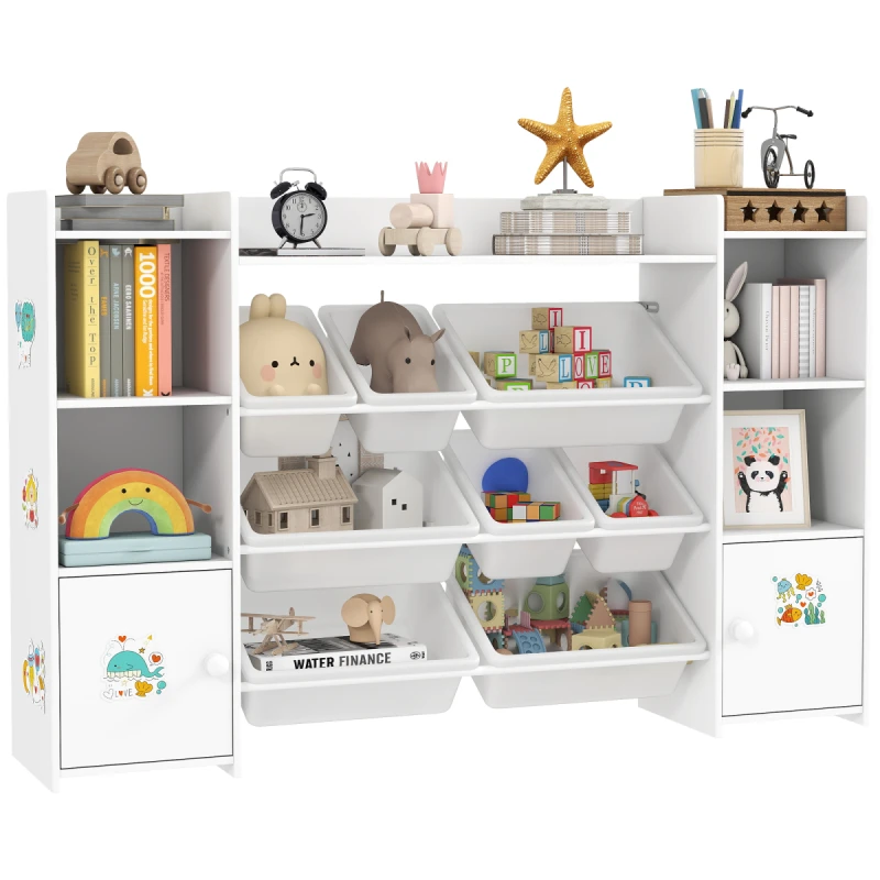 Image of AIYAPLAY AIYAPLAY Kids Toy Storage Organiser with 8 Removable Storage Bins, White