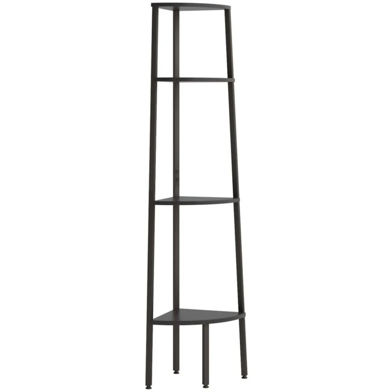 Image of Vidaxl 4-tier Corner Shelf Black 45.5X31.5X150 Cm, Black 336393