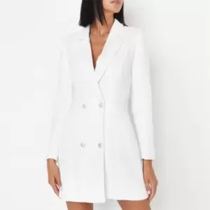 Image of Missguided Boucle Double Breasted Blazer Dress - White