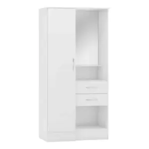 Image of Seconique Nevada Vanity 1 Door Wardrobe - White Gloss