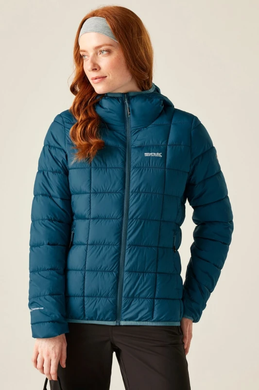 Image of Regatta Womens Asper Hooded Water-Repellent Insulating Padded Jacket in Blue Size: 12 Blue Female 12