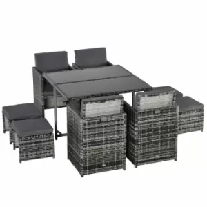 Image of Outsunny Rattan Furniture Set Wicker Weave Patio Dining Table Seat Mixed Grey