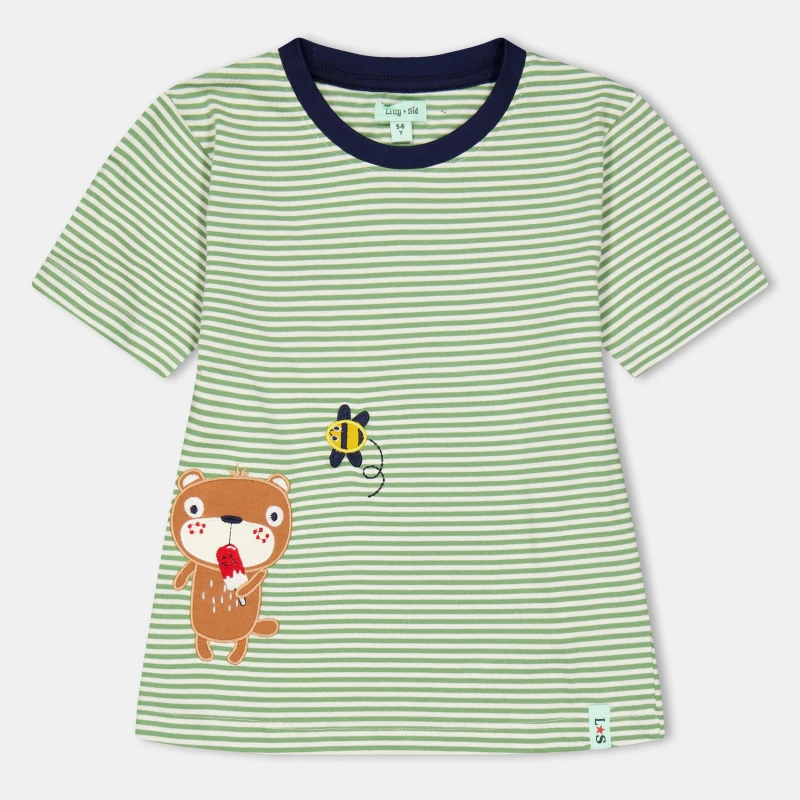 Image of Lilly + Sid Sid & Busy Stripe T-Shirt Green