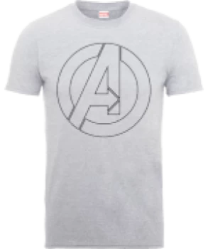 Image of Marvel Avengers Assemble Captain America Outline Logo T-Shirt - Grey - S