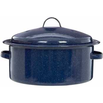 Image of Round Self Basting Blue Enamel Roaster - Premier Housewares