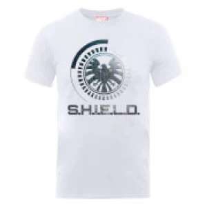 Image of Marvel Avengers Assemble Shield Badge T-Shirt - White - M