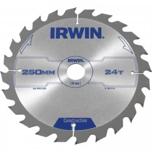 Image of Irwin ATB Construction Circular Saw Blade 250mm 24T 30mm