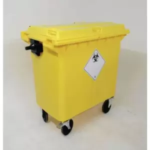 Image of Slingsby Lockable Clinical Waste Wheelie Bin 770 Litre 4 Wheeled Yellow