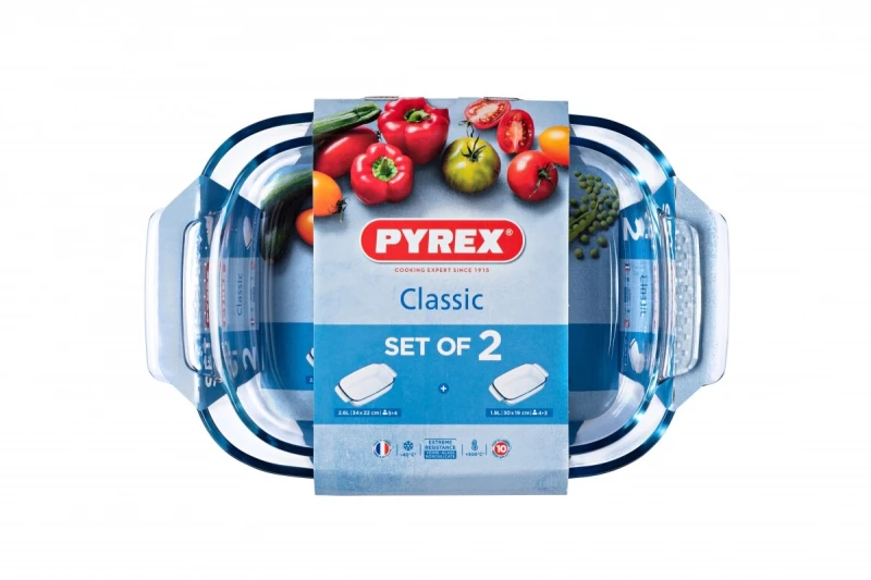 Image of Pyrex Classic Easy Grip 2pc Medium Roaster Set