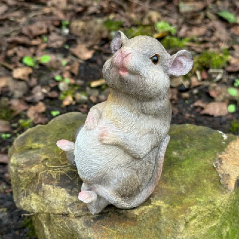 Image of Animal Crackers Happy Mouse In A Relaxed Pose, Cute Fairy Woodland Garden Ornament