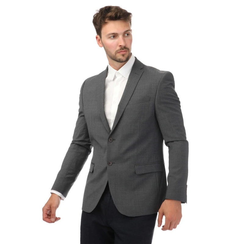 Image of Ted Baker Men Premium Charcoal Panama Slim Suit Jacket in Grey Size: 48R Grey 48R Male 5059508277877