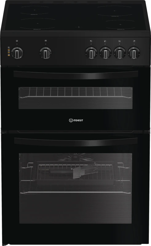 Image of Indesit ITE6VMB 60cm Wide Single Oven Electric Cooker with Ceramic Hob - Black - A Rated