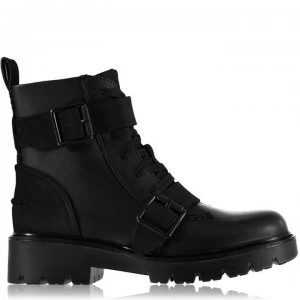 Image of Ugg Lace Up Biker Boots - Black