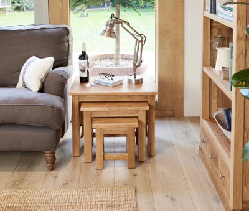 Image of Baumhaus Mobel Oak Nest Of 3 Coffee Tables