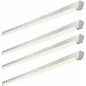 Image of 4 pack 4ft Flicker Free Batten Light - 18W Cool White LED - Matt White & Opal