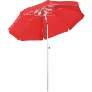 Image of Outsunny 1.9m Beach Umbrella Outdoor Sun Shade w/ Angle Tilt Carry Bag Red