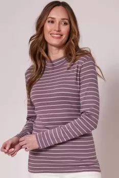 Image of Wrinkle Free Long Sleeve Stripe Turtleneck