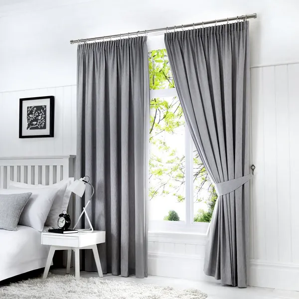 Image of Fusion Fusion - Dijon Blackout Pencil Pleat Lined Curtains, Silver, 46 x 54" DJNSV46540LZU