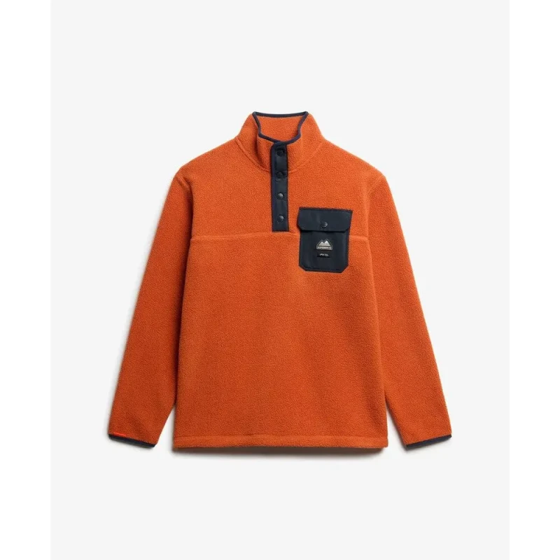 Image of Superdry Fleece sweatshirt with snap collar Superdry Fuji Orange Male L