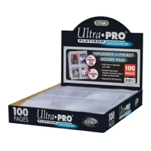 Image of Ultra Pro Platinum Series Toploader 4-Pocket Secure Page (3-Hole, Box of 100 Sheets)