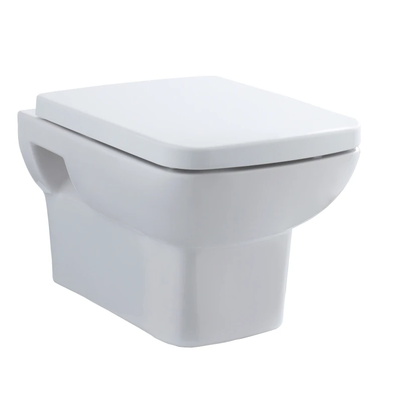 Image of Balterley Alba Square Wall Hung Ceramic Toilet Pan & Soft Close & Seat, 400mm White