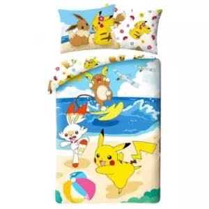 Image of Pokemon Cotton Seaside Duvet Cover Set (Single) (Multicoloured) - Multicoloured