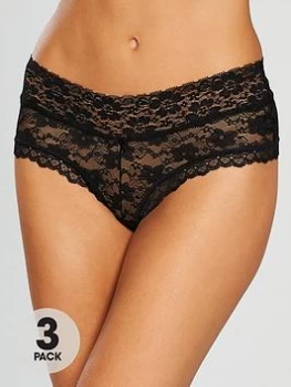 Image of Boux Avenue Lia Lacey Short 3 Pack - Black, Size 6, Women