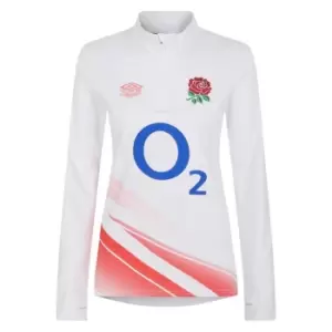 Image of Umbro England Rugby Red Roses Warm Up Mid Layer Top 2023 2024 Womens - White