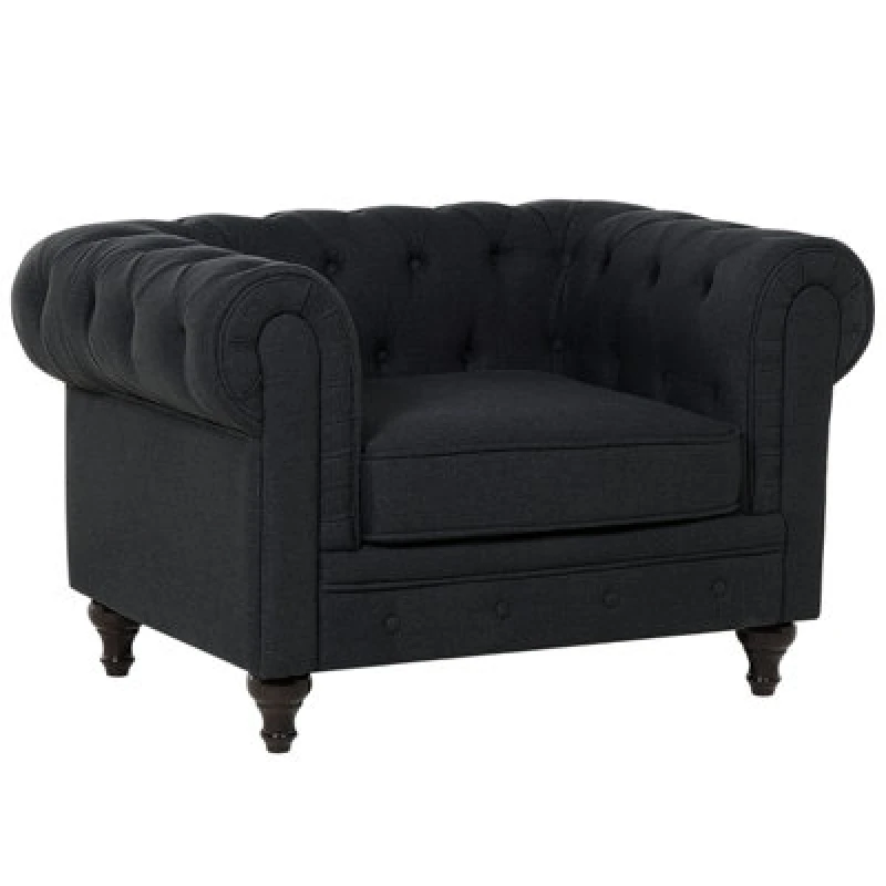 Image of Beliani Fabric Armchair Graphite Grey Chesterfield