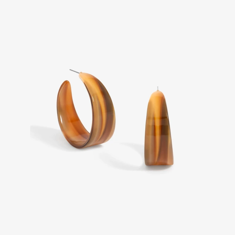 Image of Mood Gold Tapered Resin Hoop Earrings Gold