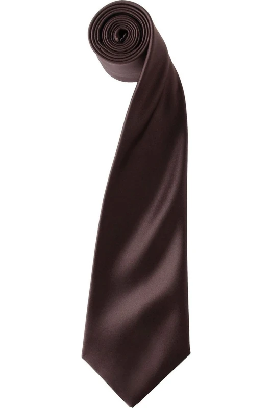 Image of Premier Premier Colours Satin Tie in Brown Brown One Size Unisex 5063470722839