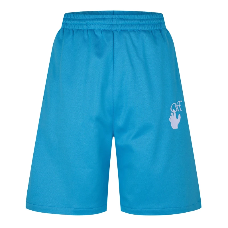 Image of Off White Mens Hands Skate Cotton Woven Tracksuit Shorts Cyan Blue male XS