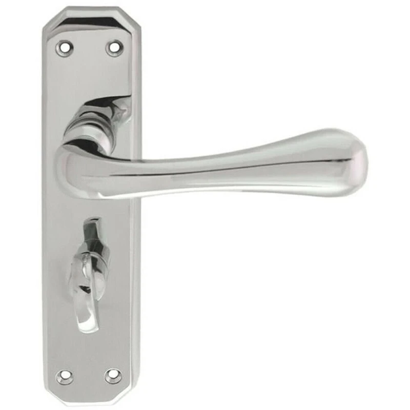Image of Loops PAIR Heavy Duty Lever on Angular Bathroom Backplate 180 x 40mm Polished Chrome Multi